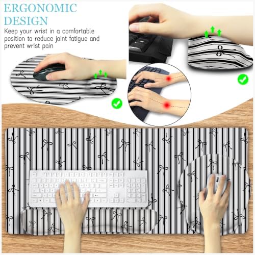 LIMKRIAN Black Striped Ergonomic Large Desk Mat Set with Wrist Rest - Image 4