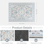 Anidaroel Desk Chair Mat for Hardwood Floor/Tile Floor, 36"x48" Boho Computer Chair Mat, Anti-Slip Floral Office Rugs for Rolling Chairs, Low Pile Beige Desk Chair Mats for Hardwood - Image 4