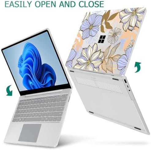 Mektron Case for 13.5" Microsoft Surface Laptop 5/4/3 with Metal Palm Rest Model 1951/1868, 2019/2021/2022 Release Plastic Hard Shell Cover with Screen Protector + Keyboard Cover, Abstract Floral - Image 4