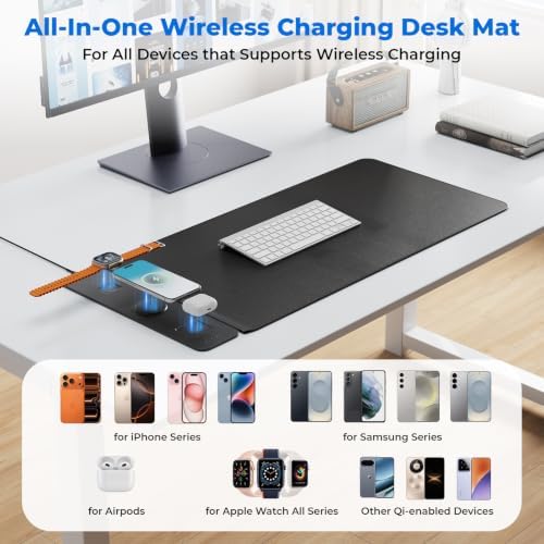 2nd Gen Wireless Charging Desk Mat, 3-in-1 Magnetic Mouse Pad - Image 6