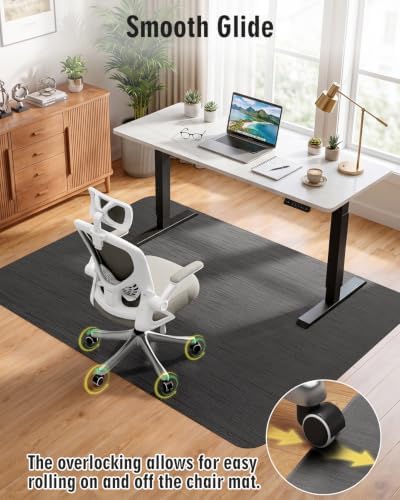 Modkin Extra Large Office Chair Mat for Hardwood Floor, 50" x 63", Black - Image 5
