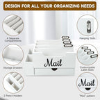 Wood Desk Organizer, Mail Organizer Countertop with 2 Pen Holders - Image 4