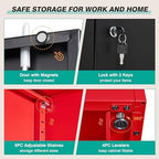 6 Tier Garage Storage Cabinet with 5 Adjustable Shelves,Metal Storage Cabinet with Lock,Red Black Metal Cabinet with Locking Doors,Steel Locker,71" Lockable Storage Cabinets for Home,Office,Garage - Image 6
