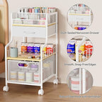 SWTYMIKI Under Desk Storage Cart- Art Storage Cart with Drawers & DIY Divider - Office Cart Organizer Under Desk Shelf, Craft Rolling Cart for Office, Craft Room & Studio White - Image 6
