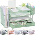 gianotter 4-Tier Desk Organizer with Drawers, File Holders, Letter Trays and Pen Holders - Workspace Accessories for Office Supplies (Sage Green) by gianotter