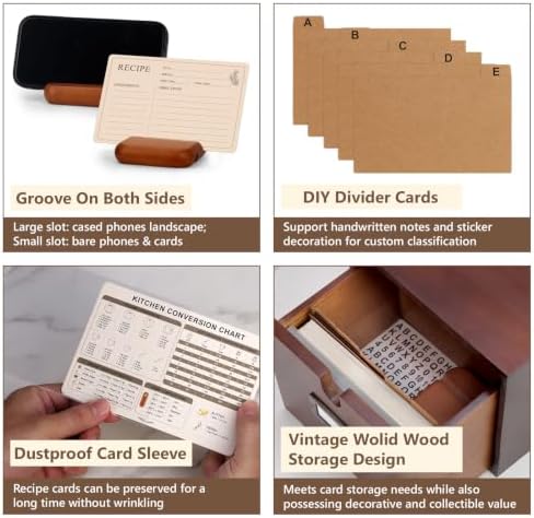 4x6 Wood Recipe Box with Cards and Dividers Vintage Recipe Card Box - Image 4