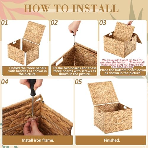 1 Pack Legal Size Hanging File Box, Water Hyacinth Wicker File Organizer - Image 4