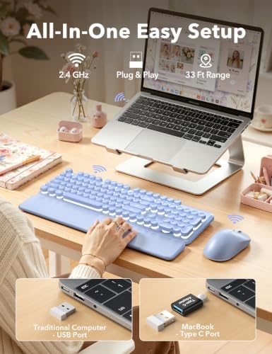 Wireless Keyboard and Mouse Backlit - Typewriter, Magnetic Wrist Rest - Image 4