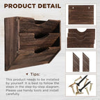 RattanView 3 Wall Wood File Organizer, Rustic Wood Holder - Image 3