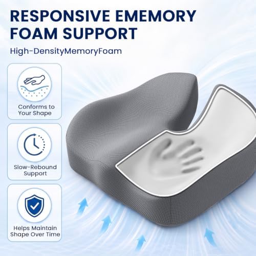 Seat Cushion, XL Large Memory Foam Cushion for /Office Chair/Car/Wheelchair - Image 3