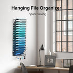 15 Tier Wall File Organizer - Hanging File Organizer with 5 Hooks, Mail Holder Wall Mounted for Papers, Folders, Magazines, Bills, Office&School Organization, Black - Image 5