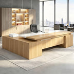 Executive Desk, L Shaped Executive Office Desk with Locking Drawer & File Cabinet, 1'' Thick Desktop, Large Office Desk with Storage, Modern Executive Computer Workstation for Home Office & Business by Unknown