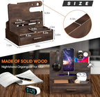 melafa365 Nightstand Organizer for Men,Phone Docking Station with Cable Management,Night Stand with Drawer,Bedside Organizer for Watches,Keys,Wallets,Gifts for Men(Brown) - Image 4