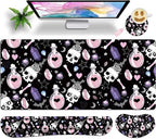 Large Gaming Mouse Pad Set 35.4 x 15.7 with Keyboard Wrist Rest, Wrist Support, and Coaster Memory Foam Smooth Desk Pad Mousepad for Home Office School - Skull Goth Magic Cute Witchy by Unknown