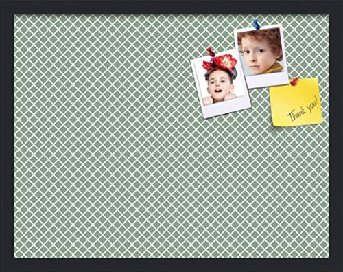 PinPix 22x17 inch Cork Bulletin Board. This Decorative Framed Pin Board Comes with Diamond Pattern in Nile Green Design and Satin Black. Ideal for Home, Office Decor or School (PinPix-380) by PinPixBulletinBoards