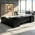 Executive Desk, L Shaped Executive Office Desk with Locking Drawer & File Cabinet, 1'' Thick Desktop, Large Office Desk with Storage, Modern Executive Computer Workstation for Home Office & Business by Unknown