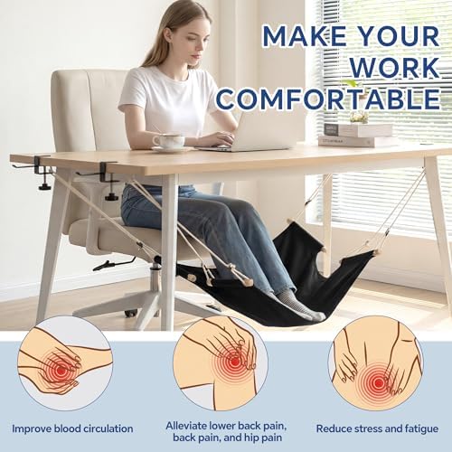 BALAPET Large Foot Hammock Under Desk Footrest, Adjustable Office Foot Rest Sling with Hooks Portable Leg Rest for Desk for Study and Relaxing,Machine Washable - Image 2