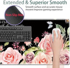 Large Gaming Mouse Pad + Keyboard Wrist Rest + Wrist Support + Coaster Set, Memory Foam Ergonomic for Easy Typing, XXL Extended Gaming Mouse Pad Table Pad - Proverbs 31:25 Flower - Image 4