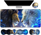 4Pcs Memory Foam Keyboard Wrist Rest Desk Mat Set, Black White Tiger by Dikoer