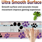 Large Gaming Mouse Pad, Keyboard Wrist Rest + Mouse Wrist Pad + Coaster Combination Set, Memory Sponge Non-Slip Base. Suitable for Office and Home, Rainbow Wood Grain Black and Purple Dog paw - Image 4
