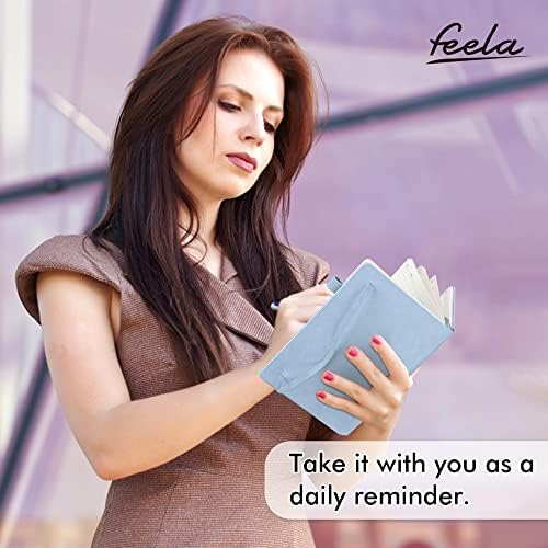 feela 5 Pack Notebooks Journals Bulk, Hardcover Notebook Classic Ruled Lined Journals with Pen Holder for Women Girls School Business Supplies, with 5 Black Pens, 120 GSM, 5.1”x8.3”, A5, Light Blue - Image 6