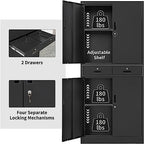 CJF Metal Storage Cabinet, 71" H Metal Cabinets with Adjustable Shelves and Drawers, Locking Storage Cabinet for Pantry, Office, Garage, Home, School, Utility (Black) - Image 5