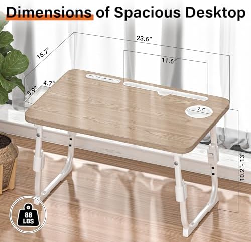 Lap Desk for Bed Adjustable Height with USB Port 23.6" x15.7" Desktop - Image 4