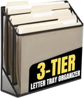 1InTheOffice 3 Tiers File Folder Organizer, Desk Sorter, Black Mesh Organizer by 1InTheOffice