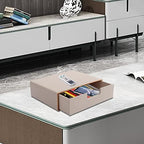 Stackable Drawer Organizer PU Leather Classic Handmade,Organize Home Office Desk Accessories and Sort Letter-Size Paper/a4 Document,Desk Caddy with Drawers Storage Box,13.1x10x3.7inches,Beige - Image 2