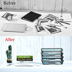 SETTFRFE 4 Tier Metal Letter Tray Desk Organizer-Stackable Paper Tray,Black (Pack of 2) - Image 5