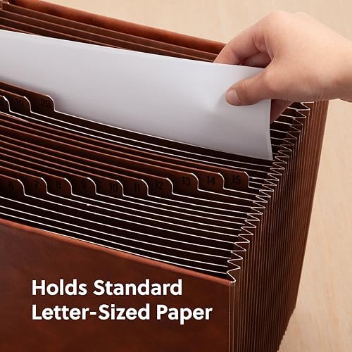 Smead Tuff Accordion File Organizer, Office Supplies, Daily 1-31 Desk Organizer, Letter Size, Premium Vegan Leather, Office Desk Accessories (73785) - Image 5