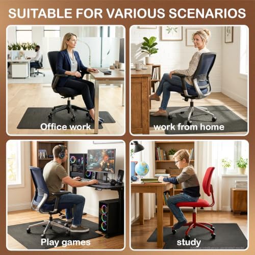 Office Chair Mat for Hardwood Floor, 36" x 48" Non-Slip Office Chair Mat for Rolling Chair, Heavy Duty Textilene Floor Protector for Hardwood Tile, Desk Computer Chair Mat for Home Office, Black - Image 7