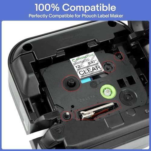 GREENCYCLE 10 Pack Compatible for Ptouch TZe-131 TZ-131 1/2" 12mm 0.47 inch Laminated Label Tapes Black on Clear Used in Ptouch PTD210 PT-D200 PTD600 D400 PTH110 Label Makers - Image 2