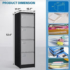 BYNSOE 4 Drawer File Cabinet with Lock Metal Vertical Filing Cabinet Office Home Lateral File Cabinet for A4 Legal/Letter Size,Assembly Required - Image 2