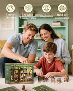 Cutefun Book Nook Kit - DIY Miniature Flower Shop Booknook Kits for Adults and Teens, 3D Wooden Puzzle Bookend Bookshelf with LED Light, Creative Crafts Gifts for Book Lovers (Blossom Florists) - Image 6
