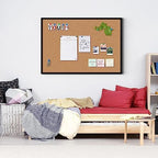 Cork Board Bulletin Board 24 x 36, Black Aluminium Framed 2 x 3 Corkboard, Office Board for Wall Cork, Large Wall Mounted Notice Pin Board with 16 Push Pins for School, Home & Office - Image 2
