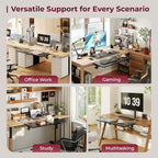 Desk Extender Tray, 24"×12" Clamp-On Arm Rest Shelf, 90° Foldable Computer Elbow Support for Office Home, Space-Saving Keyboard Mouse Tray (Black) - Image 7