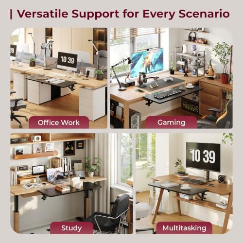 Desk Extender Tray, 24"×12" Clamp-On Arm Rest Shelf, 90° Foldable Computer Elbow Support for Office Home, Space-Saving Keyboard Mouse Tray (Black) - Image 7