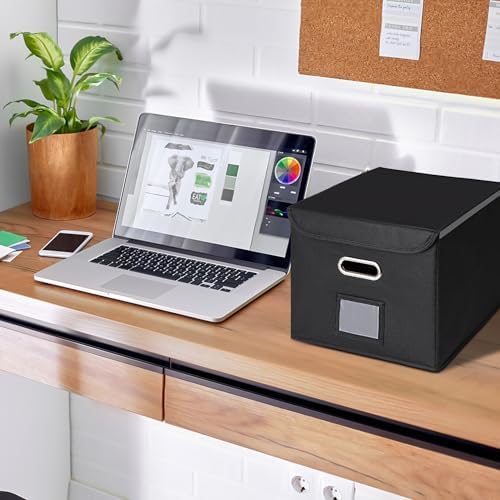File Organizer Box with Lid (Black, 14.9 x 12.59 x 10.8 inch, 2-Pack) - Image 7