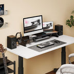 Fenge Dual Monitor Stand, Wooden Desk Shelf with Headphone & Phone Holder - Image 7