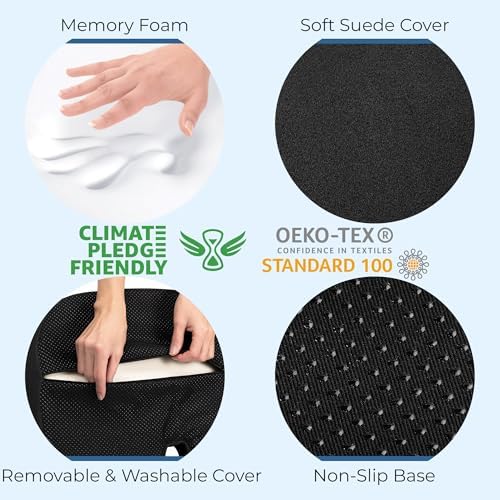 5 STARS UNITED Seat Cushion - Memory Foam Chair Cushion for Tailbone Pain Relief - Ergonomic Support for Coccyx, Sciatica & Butt - Office, Desk & Gaming Chair, Car Seat, Wheelchair, Black Suede - Image 6