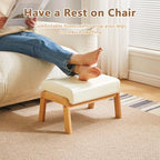 IBUYKE Small Footstool Ottoman, PU Faux Leather Footrest, White WBD013W - Image 4