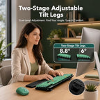 Wireless Keyboard and Mouse, Round Keycap, Magnetic Wrist Rest, Green Black - Image 2