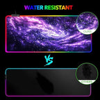 AIMSA RGB Mouse Pad LED Gaming Mouse Pad with 14 Lights Modes, Non-Slip Rubber Base Computer Carpet Desk Mat for PC Laptop (35.4 x 15.8 inch) Purple Blue Nebula - Image 6