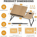 Laptop Bed Desk, 5-Angle Adjustable Bed Laptop Table with Cup Holder - Image 2