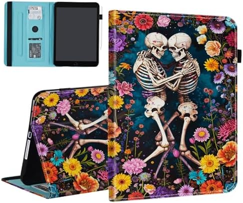 Case for Samsung Galaxy Tab S10 FE Plus 13.1 Inch 2025 Model (SM-X620/X626),Card Slot PU Leather TPU Case Pen Holder Auto Wake Sleep,Flower Skull by Unknown