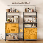 SUPERJARE Kitchen Bakers Rack with Power Outlet, Coffee Bar Table 4 Tiers, Kitchen Microwave Stand with 6 S-shaped Hooks, Kitchen Storage Shelf Rack for Spices, Pots and Pans - Greige - Image 4