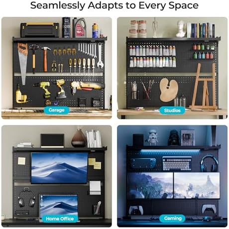 EUREKA ERGONOMIC Desk Pegboard Dual Monitor Stand 43x34 Black - Image 3