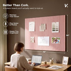 VIVELDA Felt Bulletin Board Tiles 48"x36" - 12-Pack Cork Board Alternative, Oeko-TEX Certified, NRC 0.95 Acoustic Wall Panels, Damage-Free Adhesive, Slatted Design, Home Office & Classroom (Salmon) - Image 2