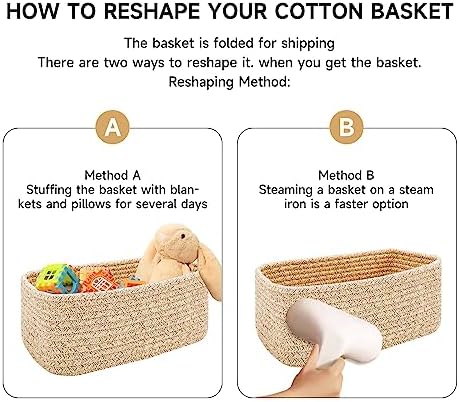 MiniArk Small Storage Baskets for Organizing | Closet Organizer Bins | Shelf Toy Basket | Woven Rope Baskets | Cube Decorative Box | Shallow Basket | 13x8.5x5.1” | 4 Packs Black - Image 7